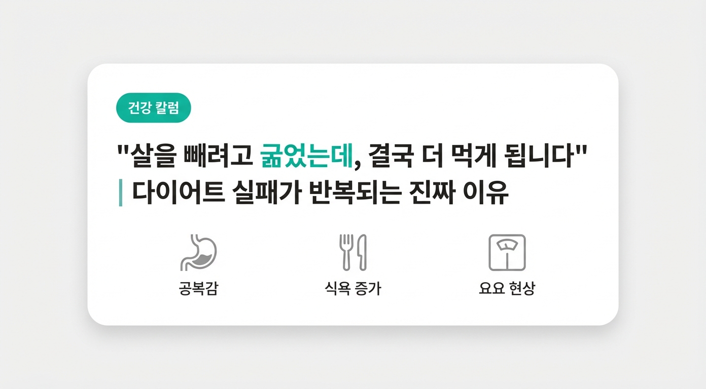 "살을 빼려고 굶었는데, 결국 더 먹게 됩니다" | 다이어트 실패가 반복되는 진짜 이유