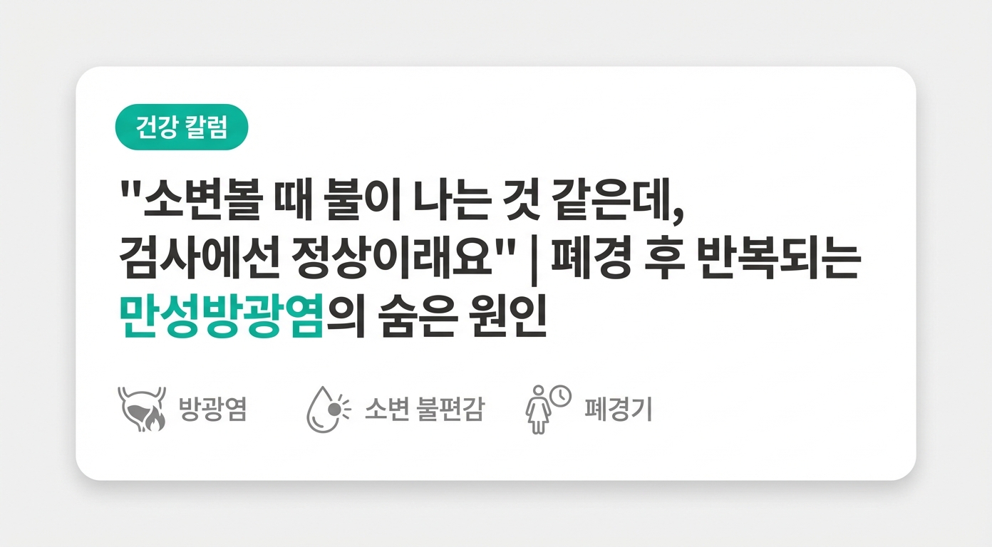 "소변볼 때 불이 나는 것 같은데, 검사에선 정상이래요" | 폐경 후 반복되는 만성방광염의 숨은 원인