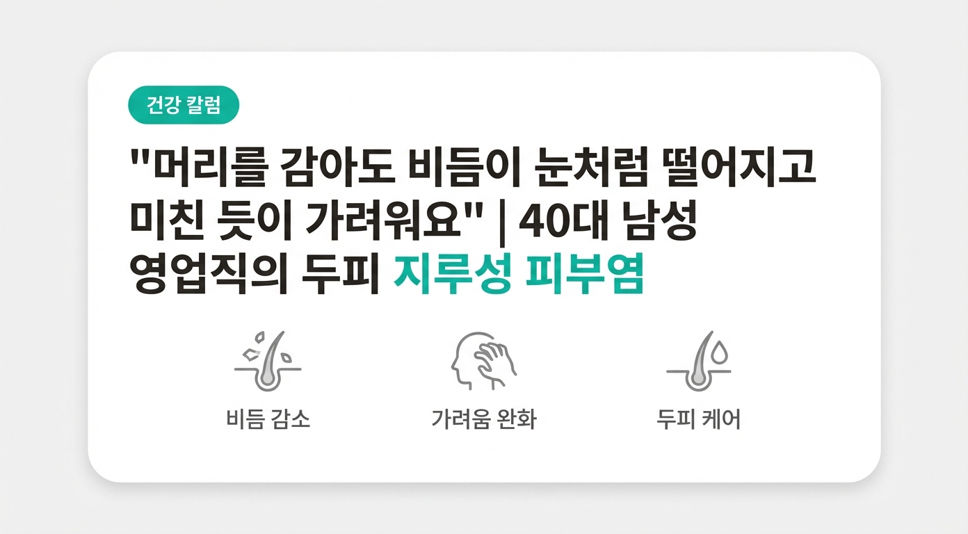 "머리를 감아도 비듬이 눈처럼 떨어지고 미친 듯이 가려워요" | 40대 남성 영업직의 두피 지루성 피부염