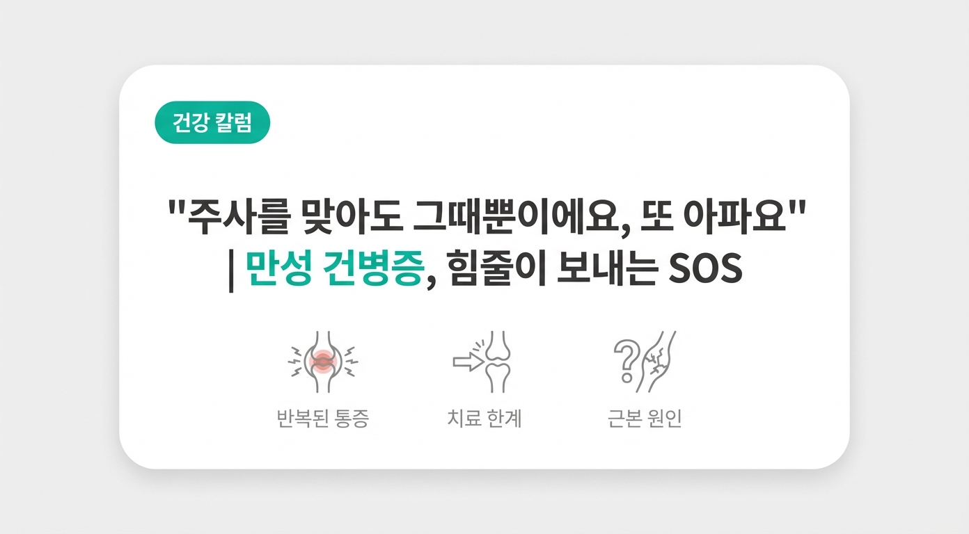 "주사를 맞아도 그때뿐이에요, 또 아파요" | 만성 건병증, 힘줄이 보내는 SOS