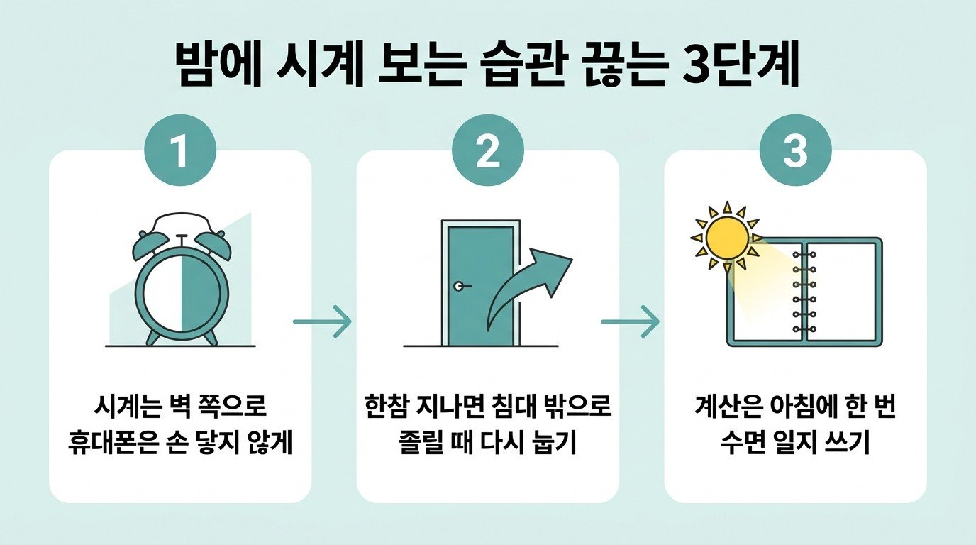 밤에 시계 보는 습관 끊는 3단계
