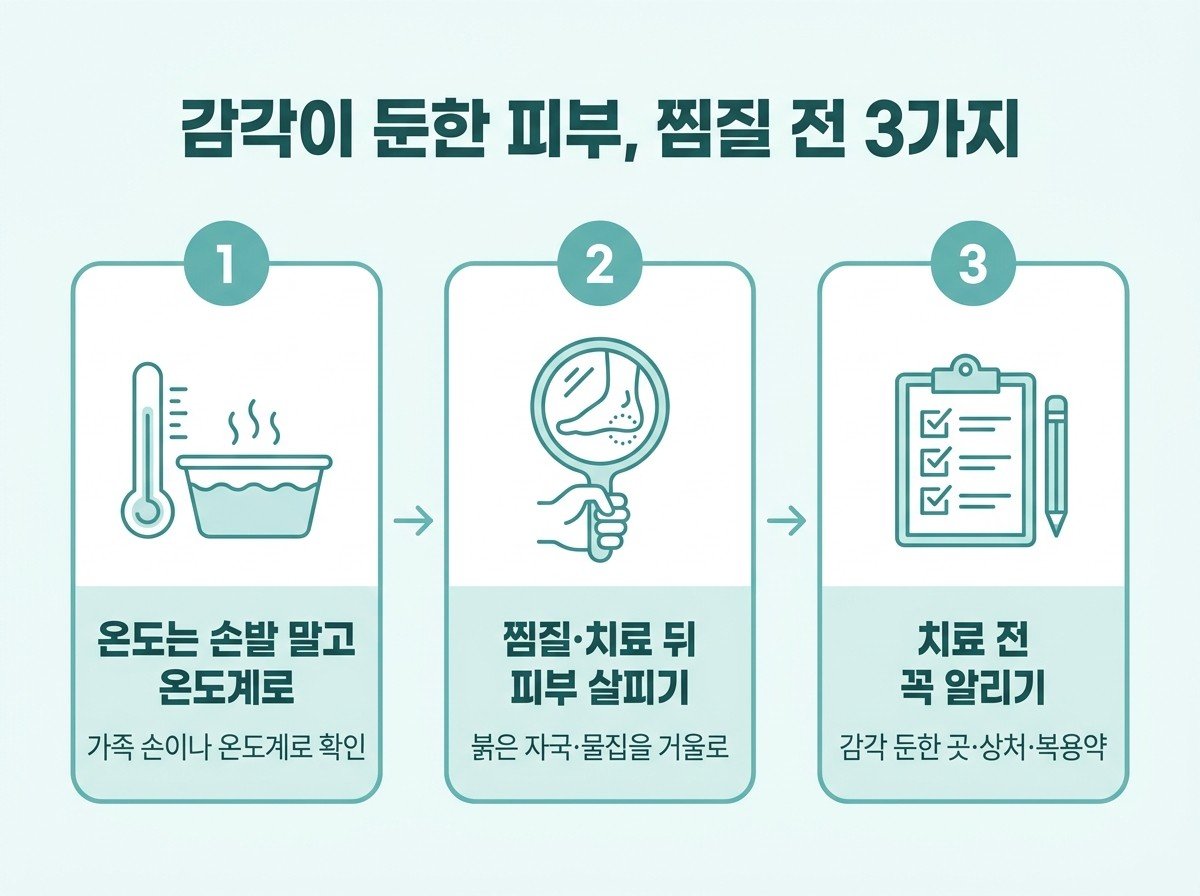 감각이 둔한 피부, 찜질 전 3가지