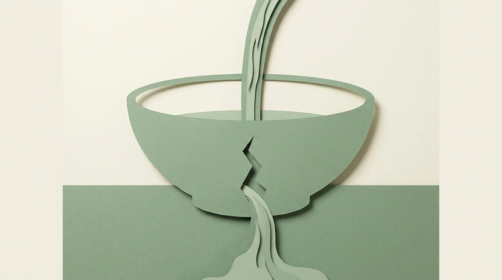 만성피로증후군 한방 치료 — 무너지지 않는 활동량의 경계, 이른바 에너지 봉투를 종이공예 봉투 하나로 표현한 이미지